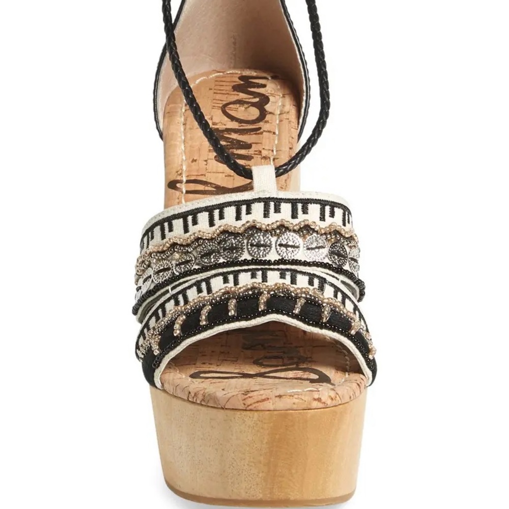 Sam Edelman Mel Embroidered Wooden Platform Sandal - Picture 2 of 7